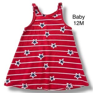 Cat and Jack  Red White and Blue Striped Tank Dres with Stars Size 12 Months